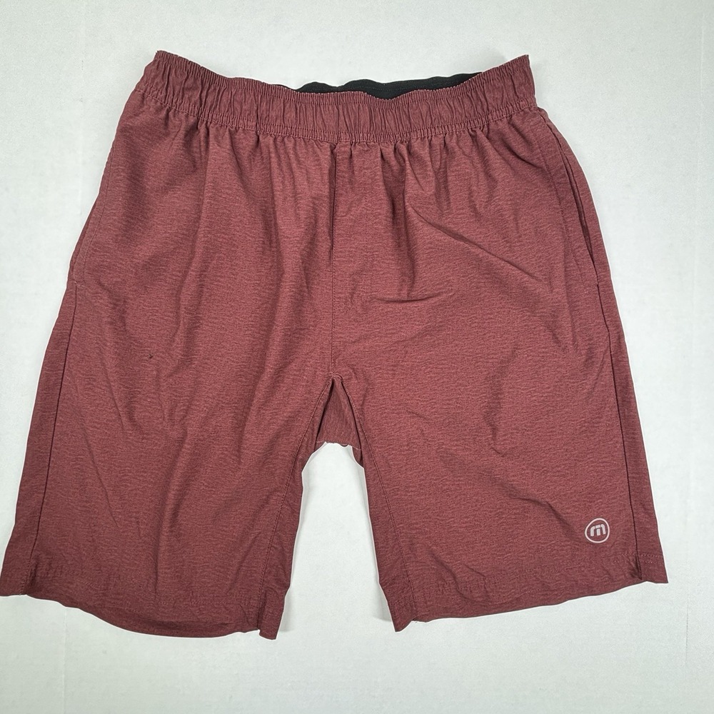 Travis Mathew 9" Performance ACTIVE SHORTS Medium Stretch Maroon Rust Zip Pocket - Picture 8 of 8